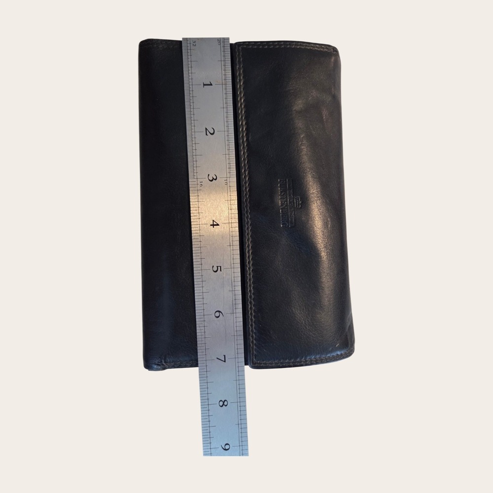 Furstenberg Black Leather Trifold Wallet Kiss‎ Lock Coin Purse Made in Italy
